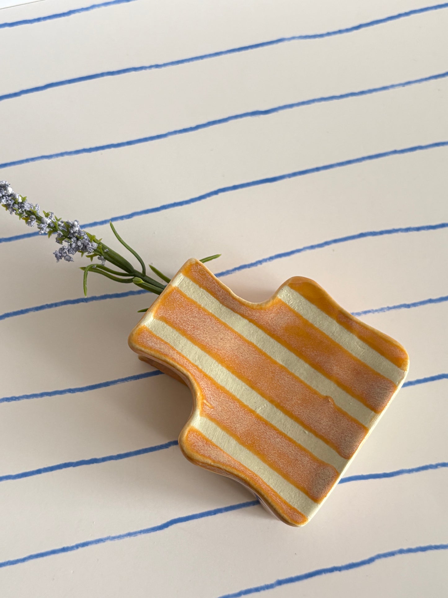 Fuzzy Peach Stripes Bud Vase