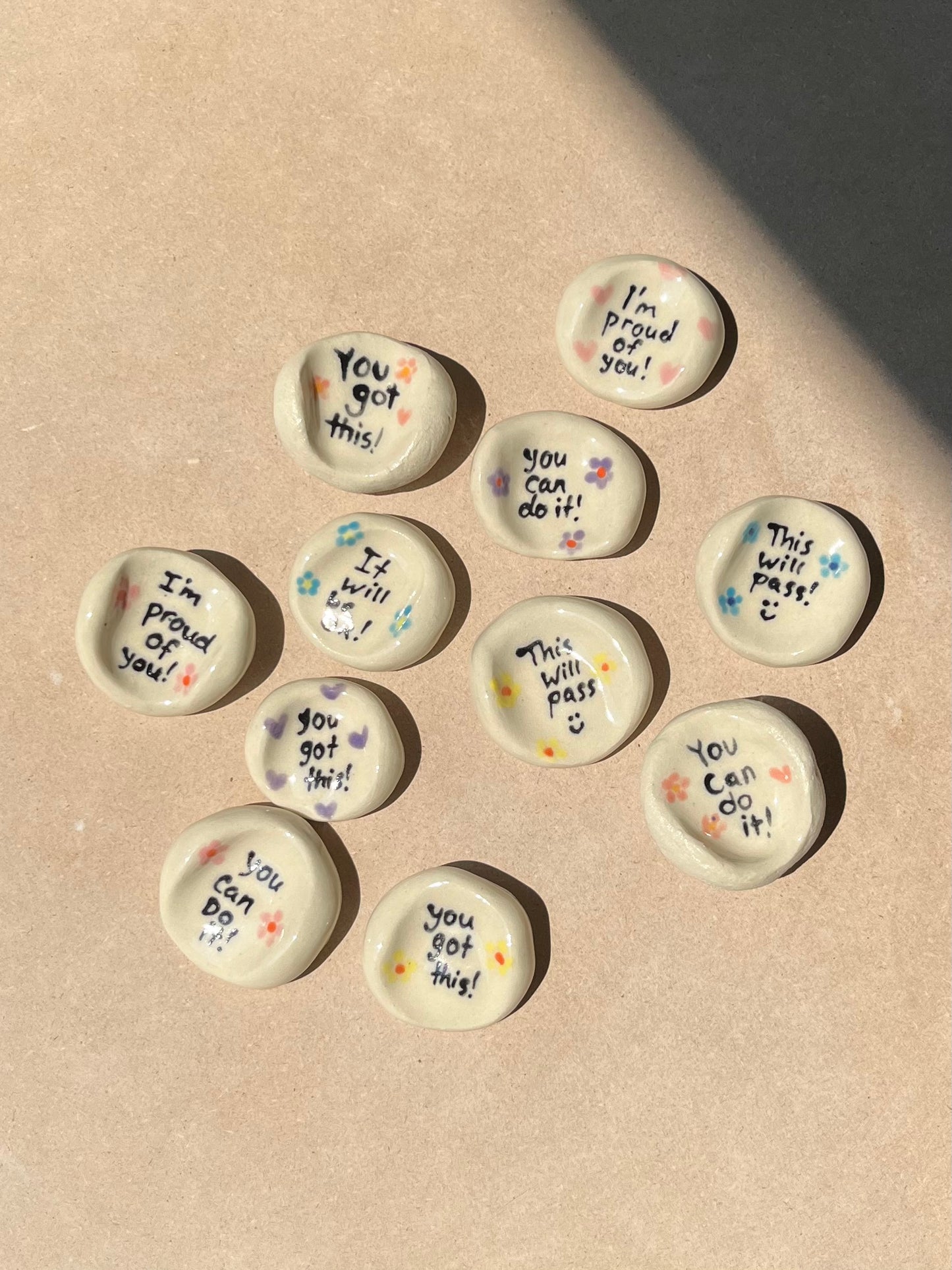 Hand written worry stones