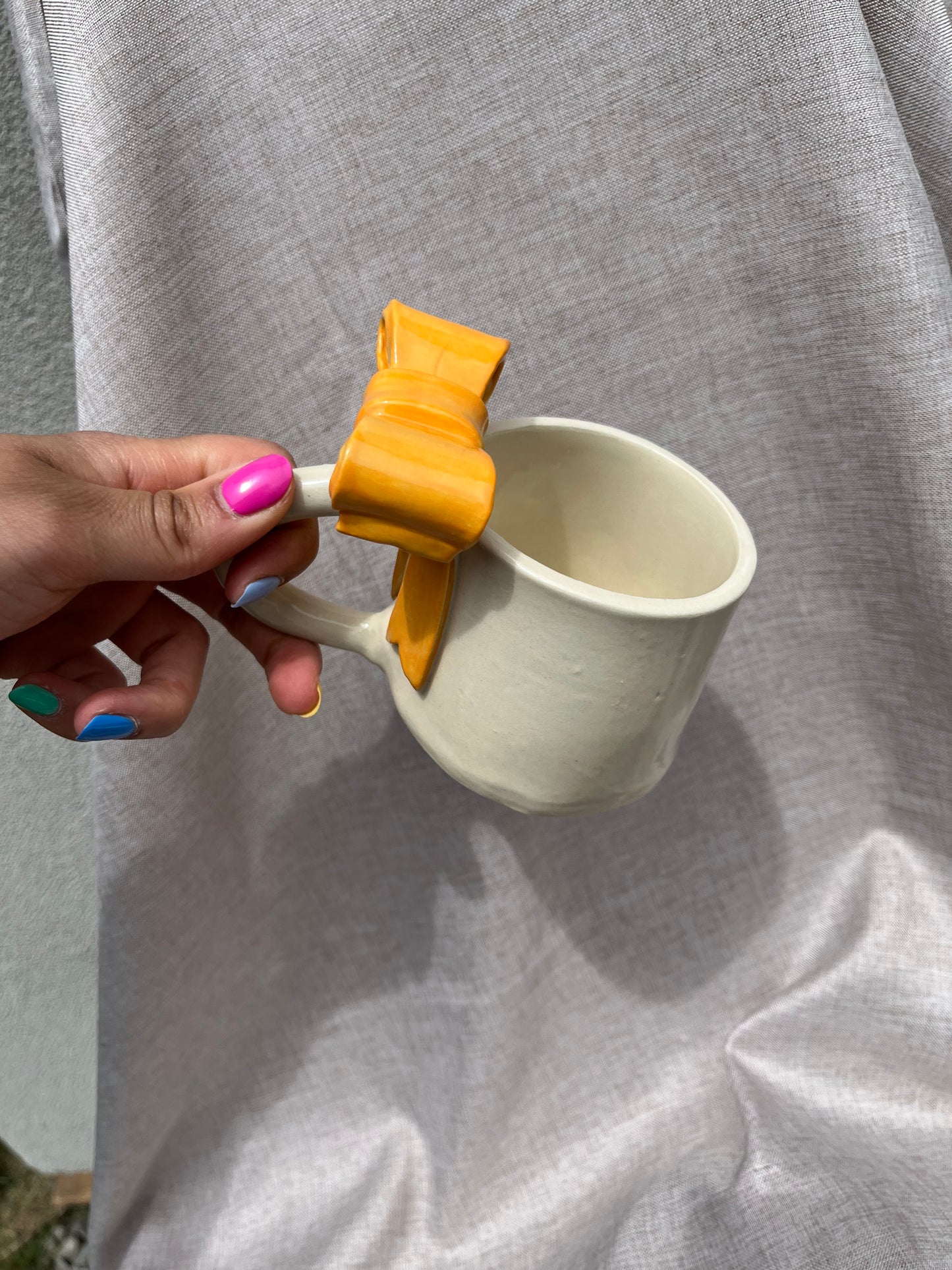 Apricot Bow Ceramic Handmade Mug