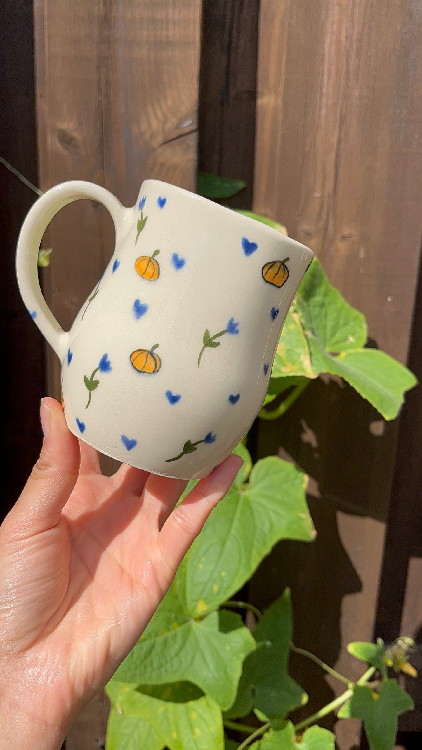 Pumpkins & Blue Flowers Mug