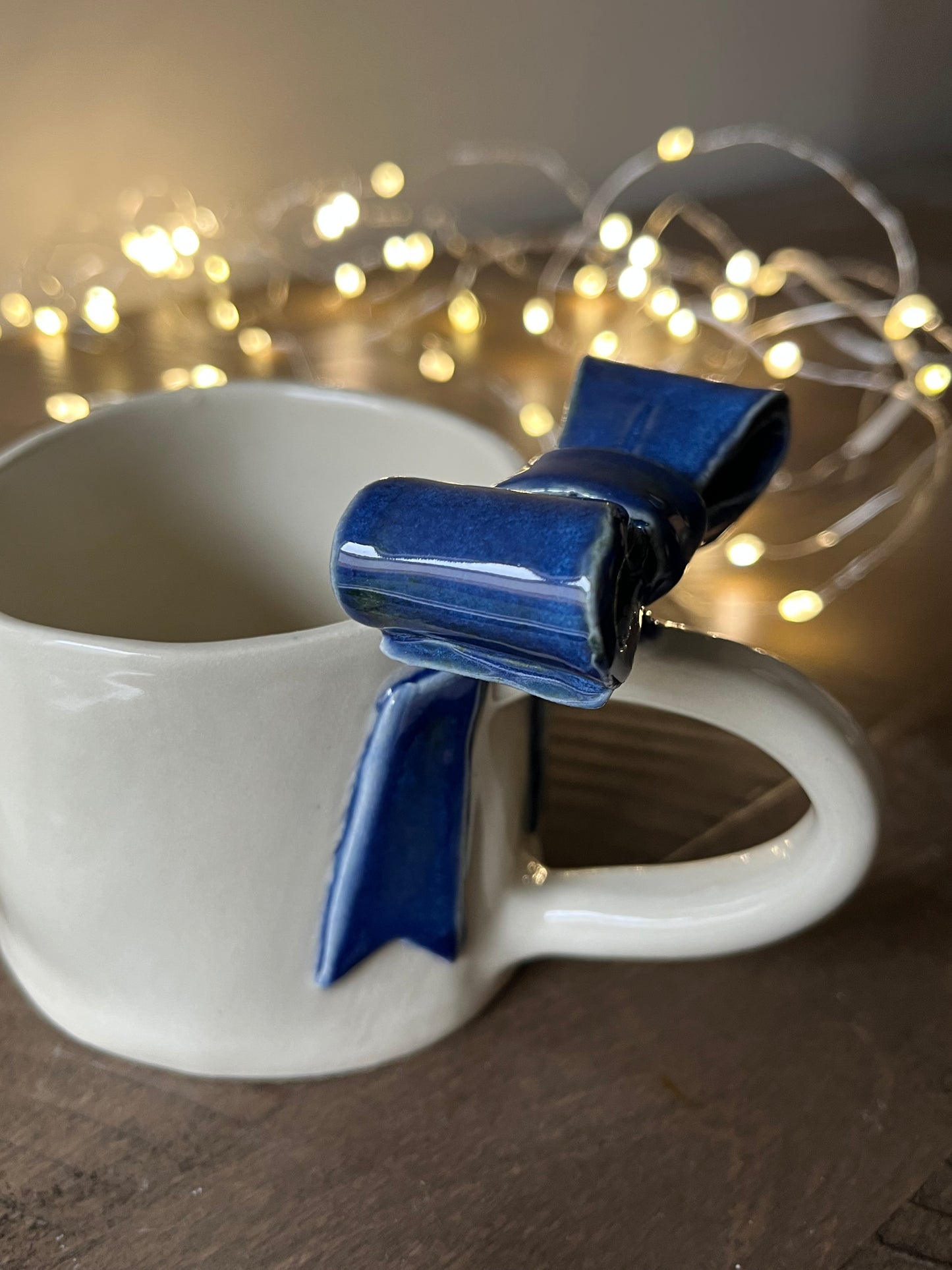 Indigo Bow Ceramic Handmade Mug