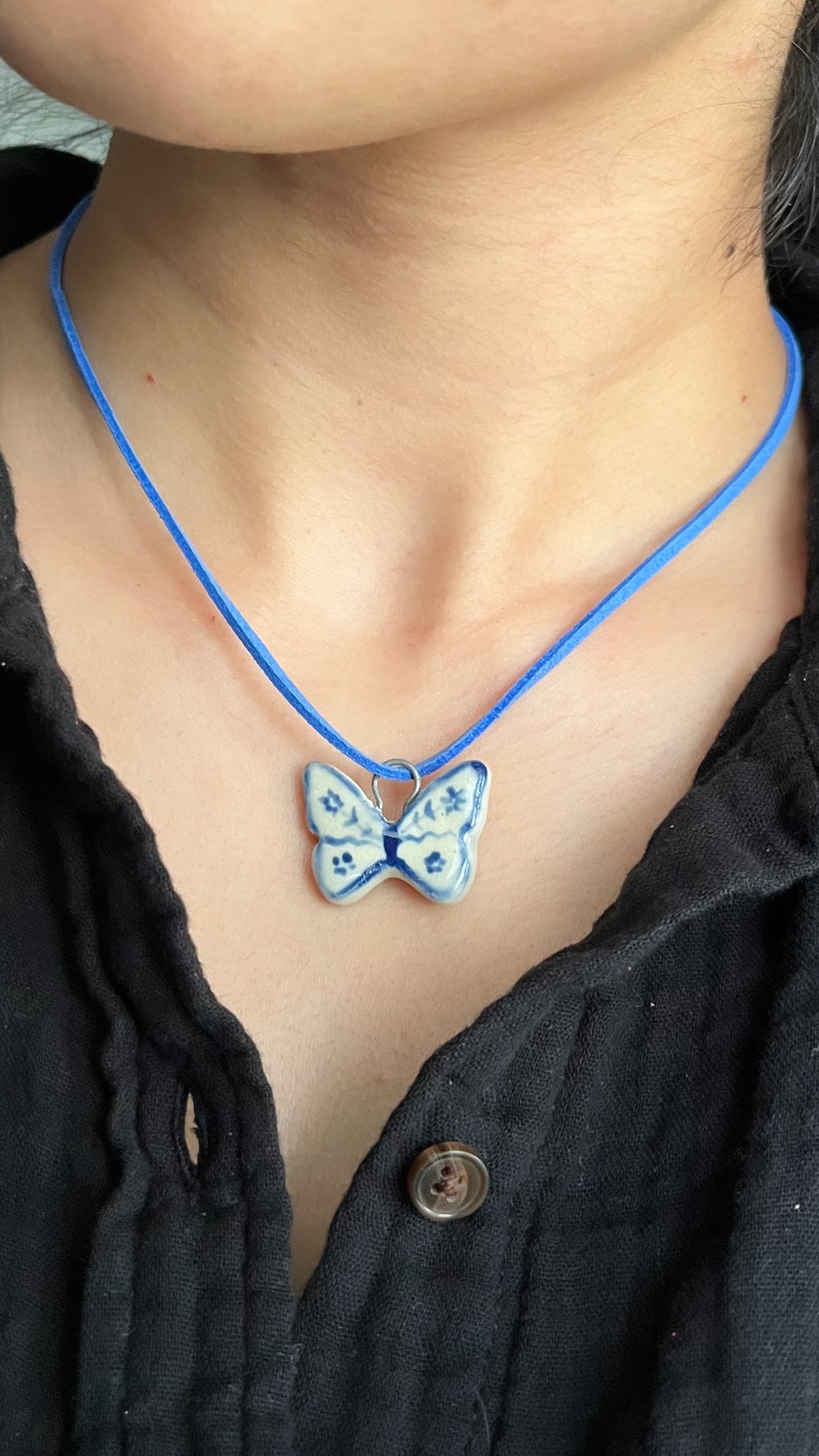Blue butterfly necklace