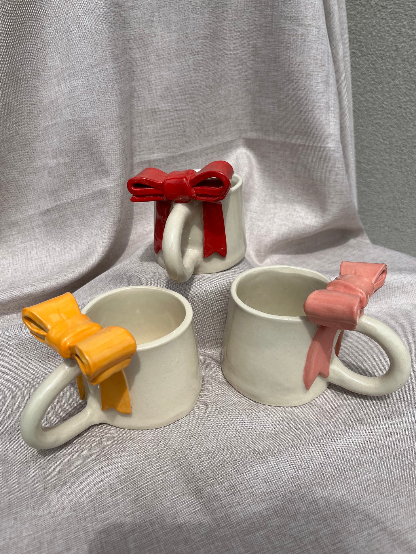 Apricot Bow Ceramic Handmade Mug