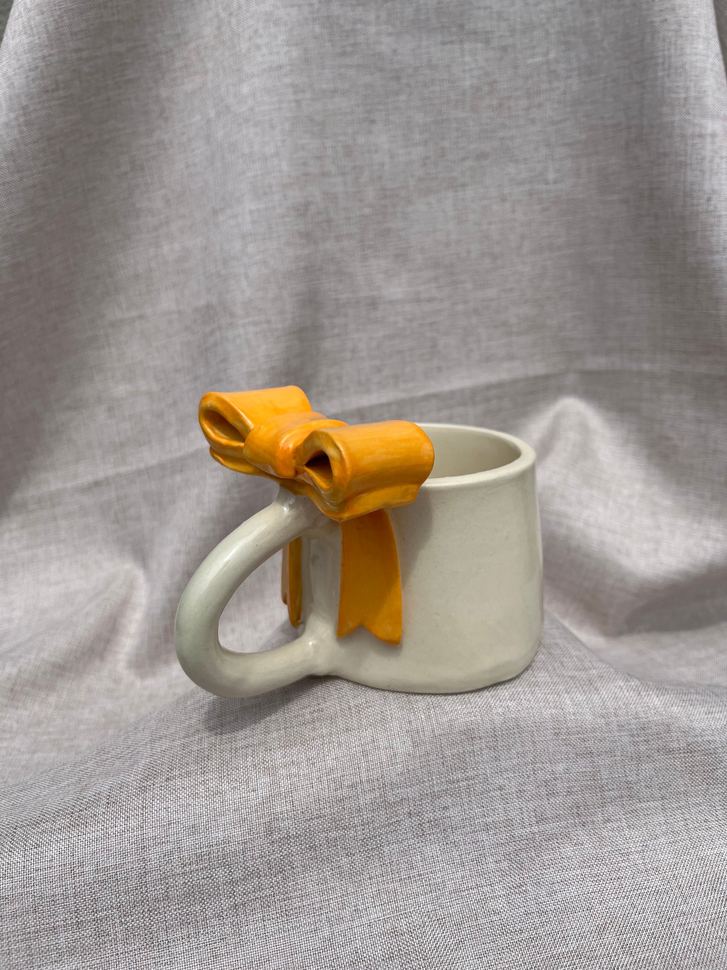 Apricot Bow Ceramic Handmade Mug