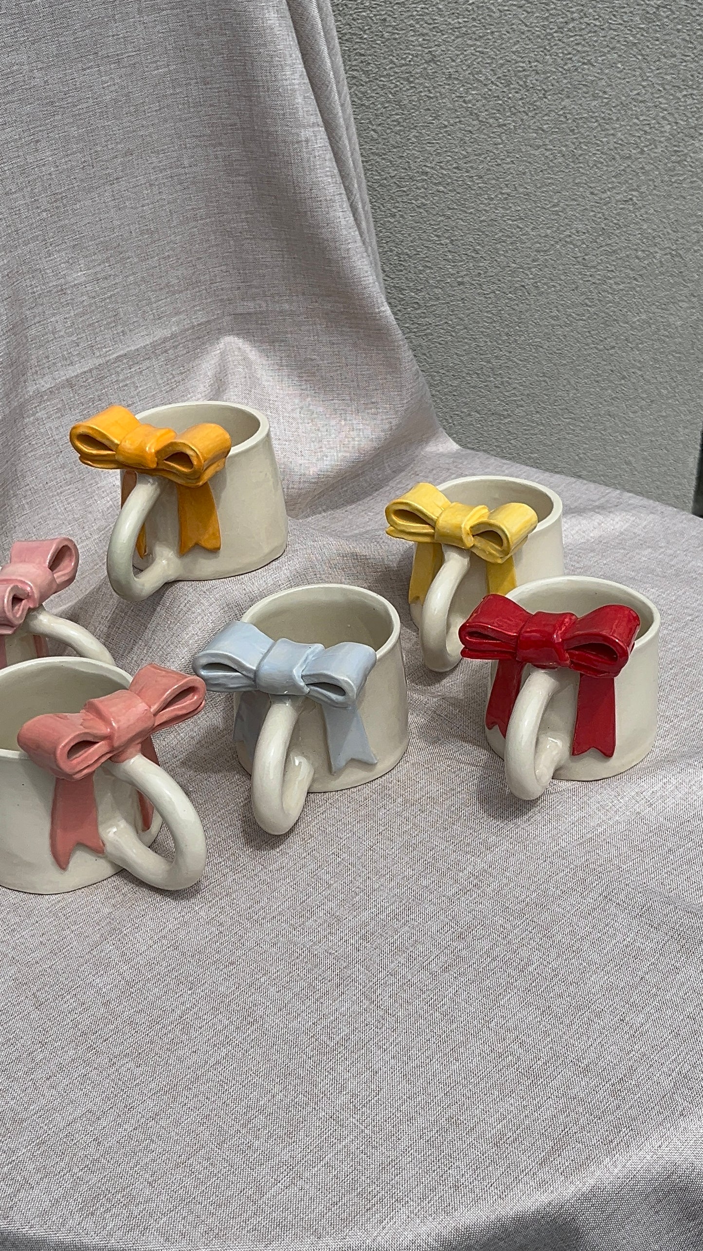 Peach Bow Ceramic Handmade Mug