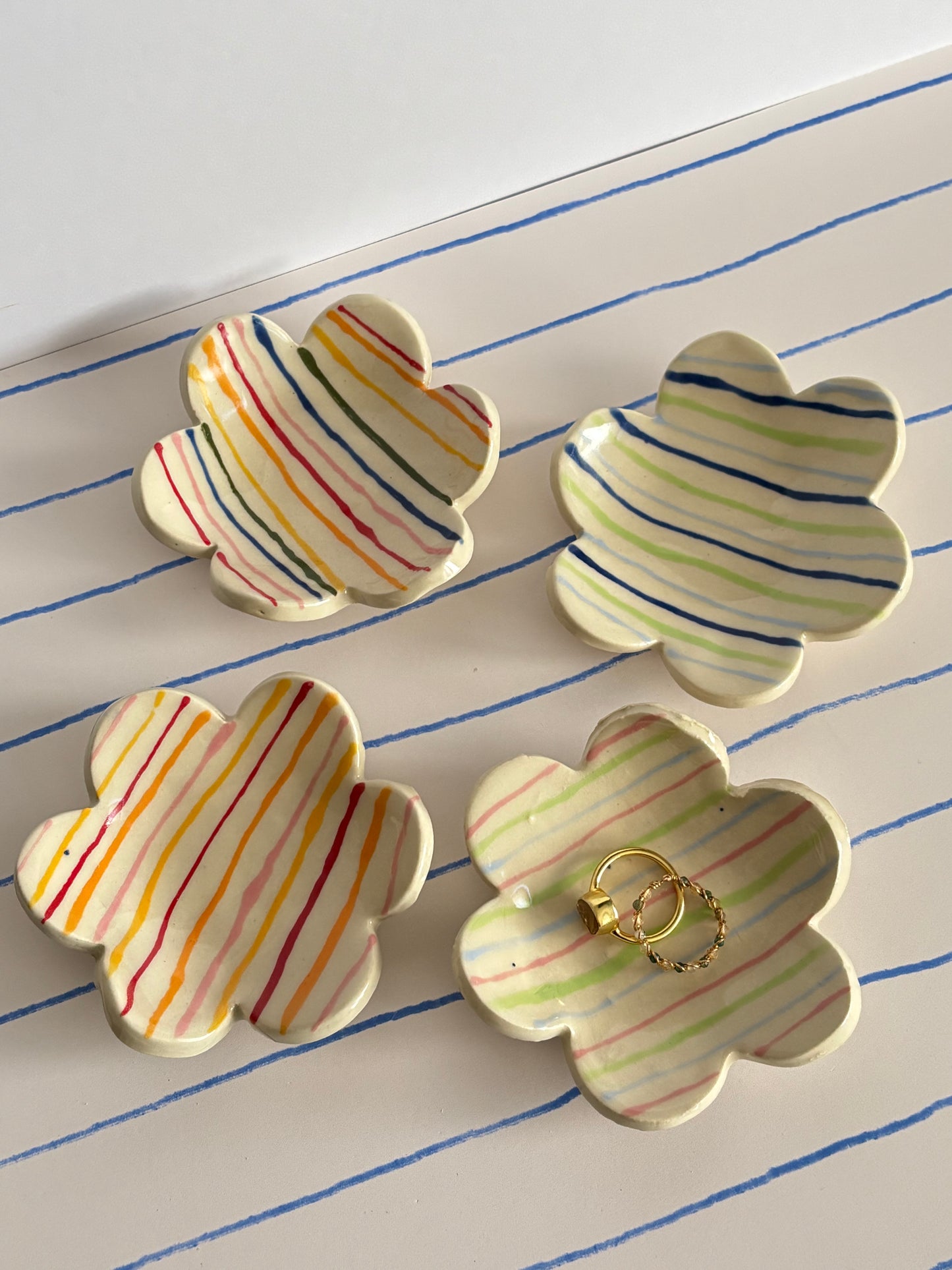 Flower Stripes Ring Jewelry Dish