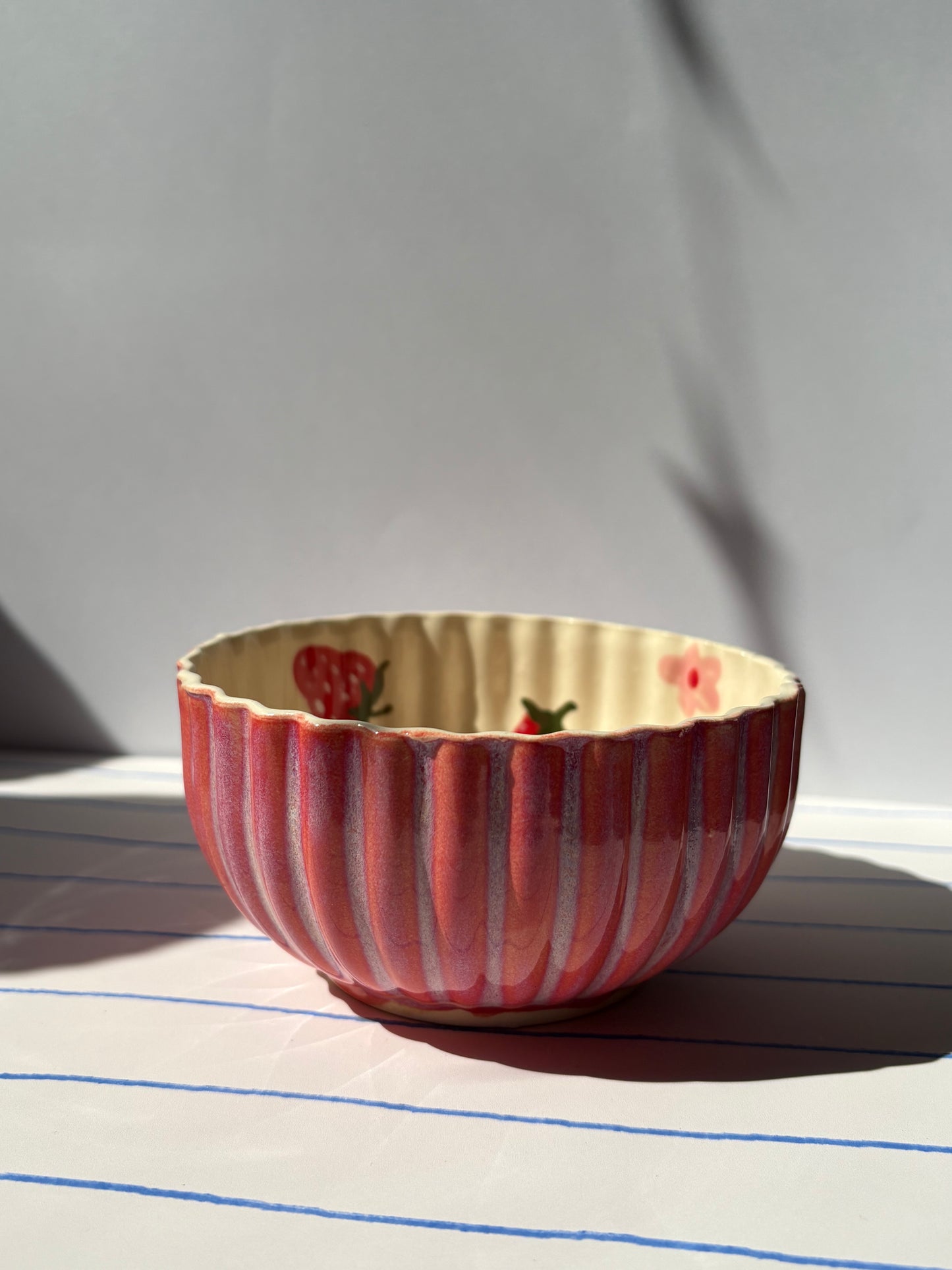 Strawberry & Pink Flowers Breakfast Bowl