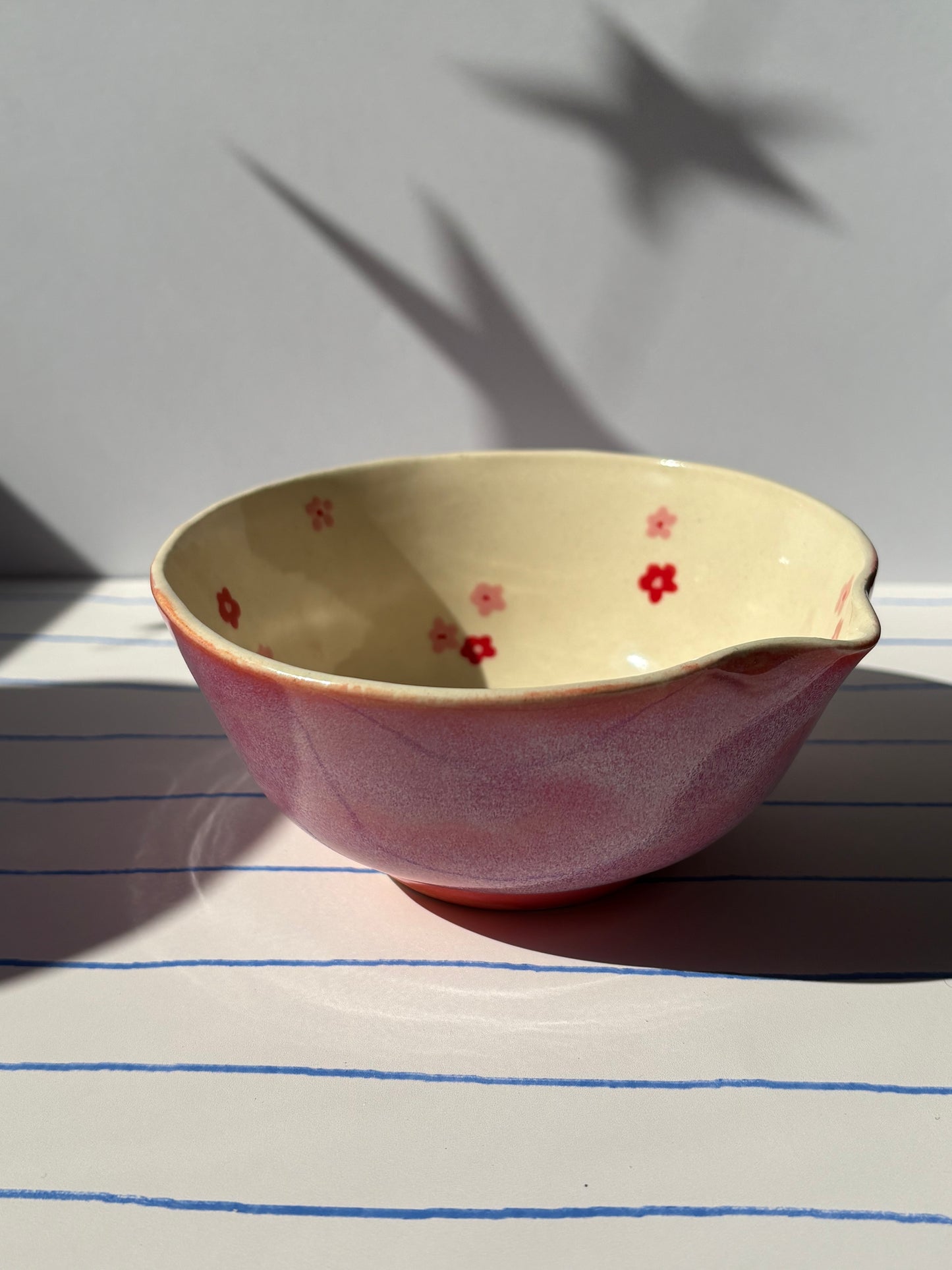 Dainty Pink & Red Flowers Matcha Bowl