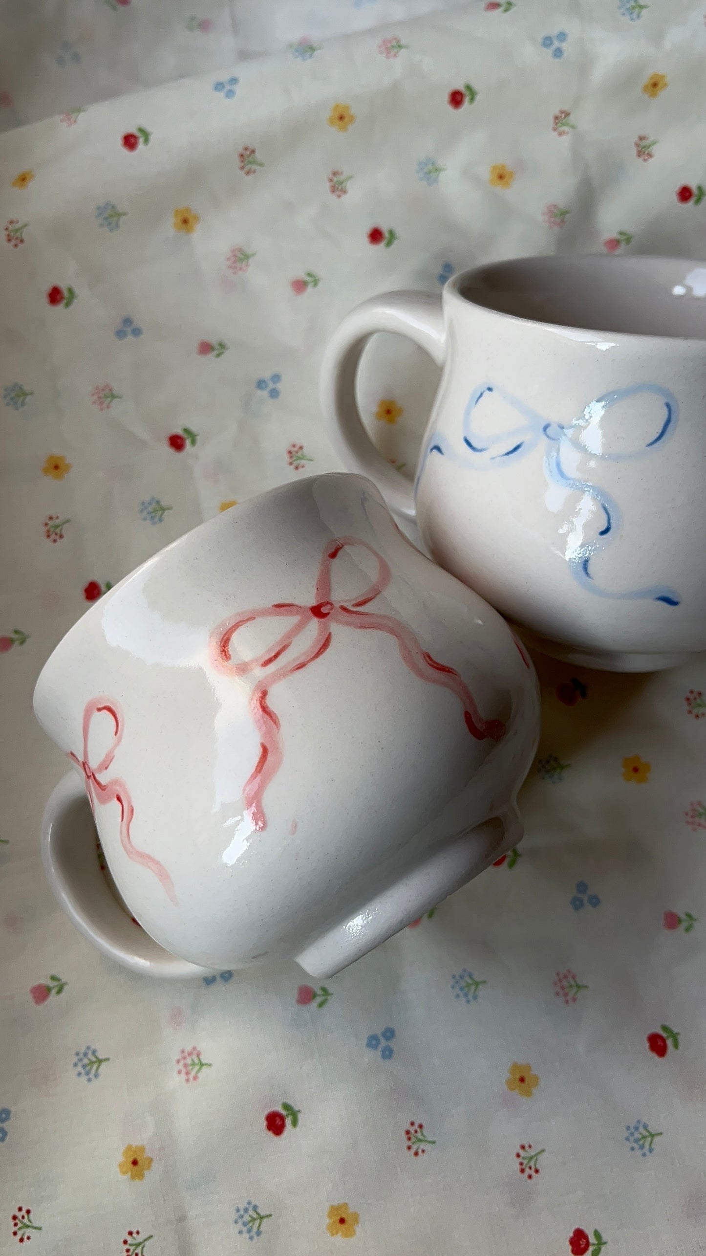 Blue Bows Handmade Ceramic Mug