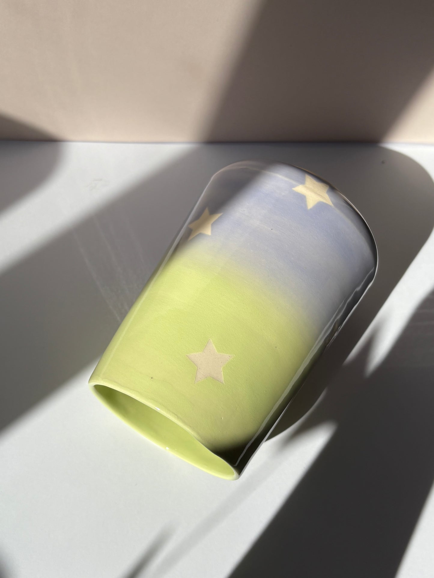 Ombré Green & Purple Stars Tumbler Cup