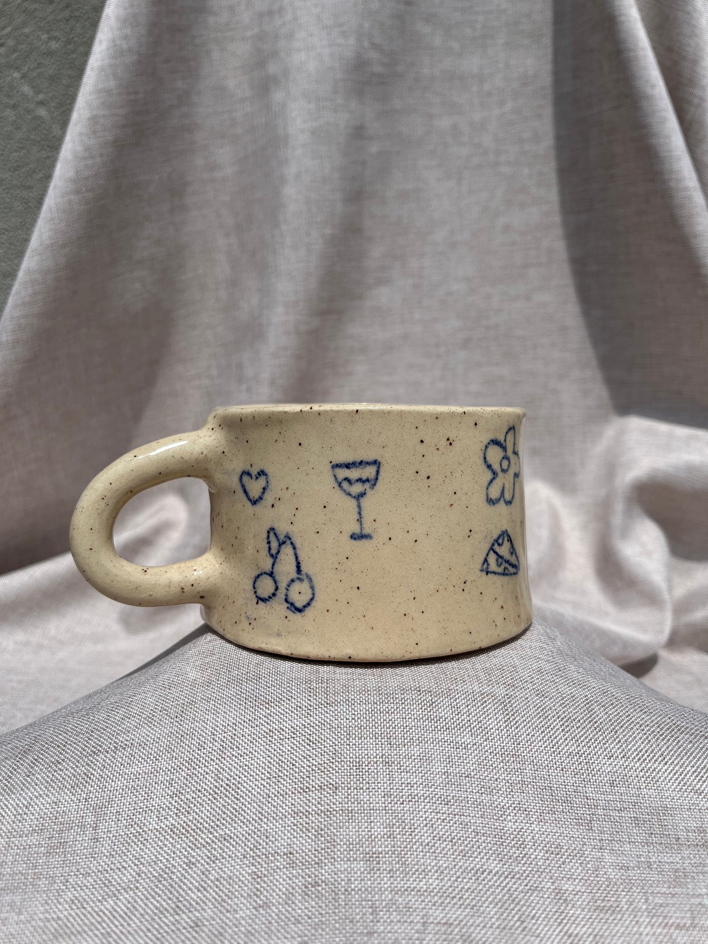Doodles speckled handmade mug