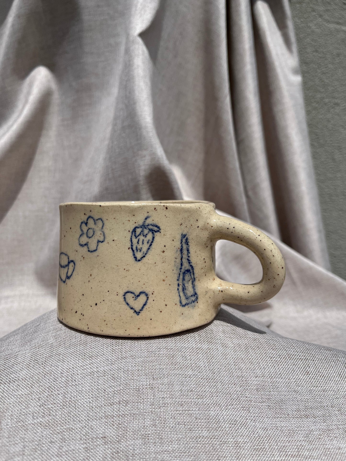 Doodles speckled handmade mug