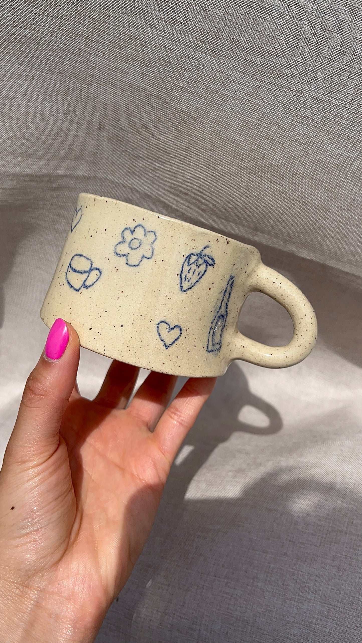 Doodles speckled handmade mug