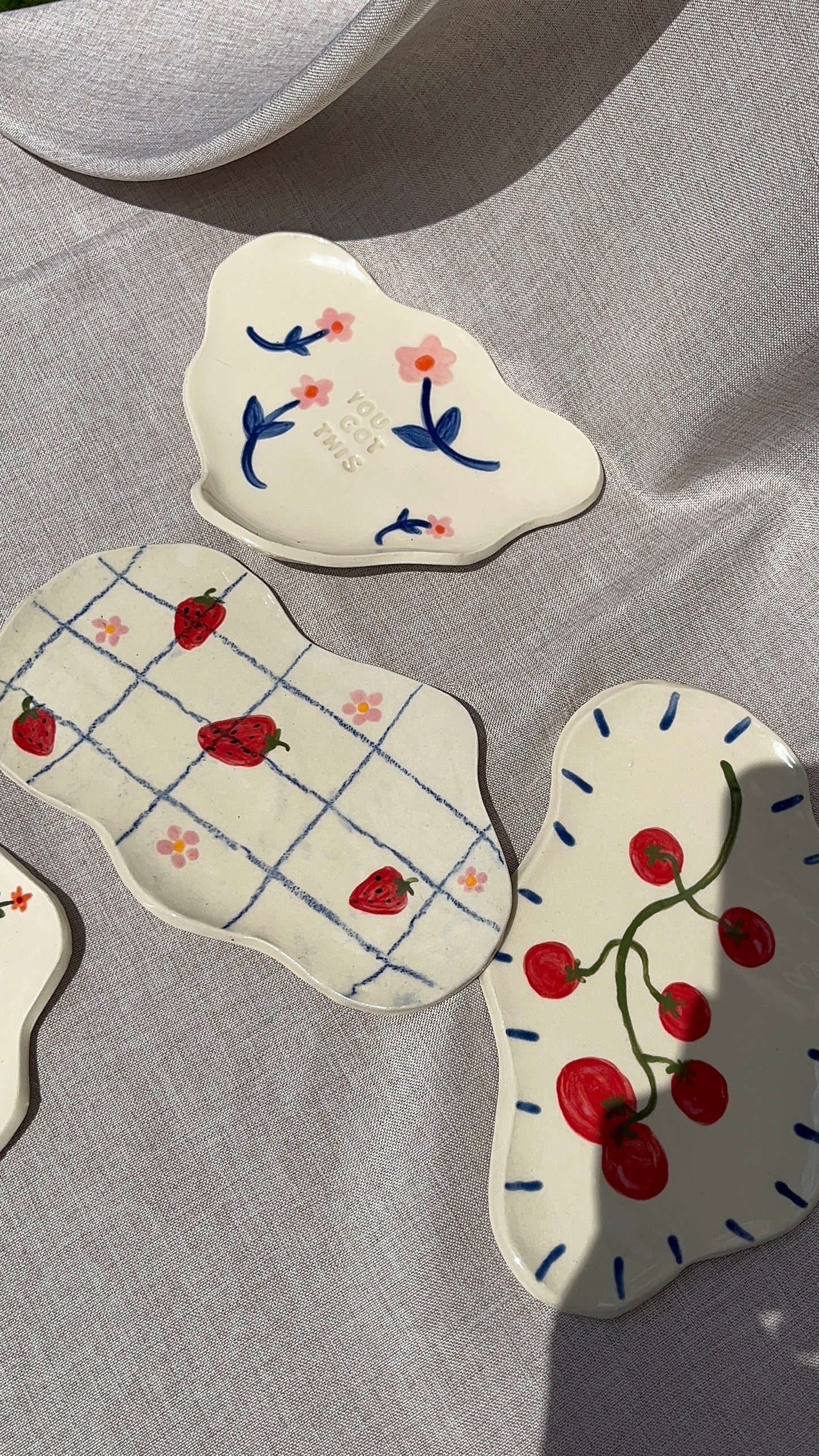 Strawberries and blue lines trinket dish