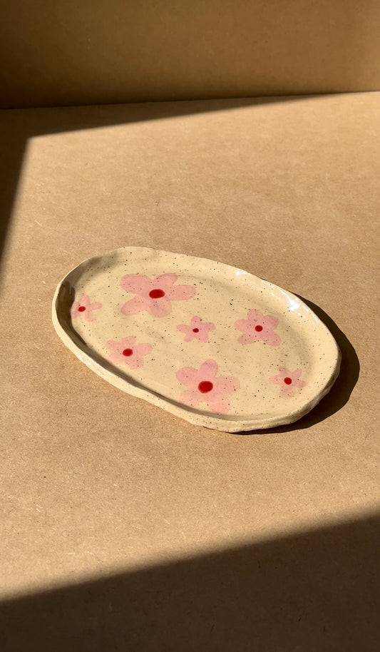 Pink Flower Trinket Dish