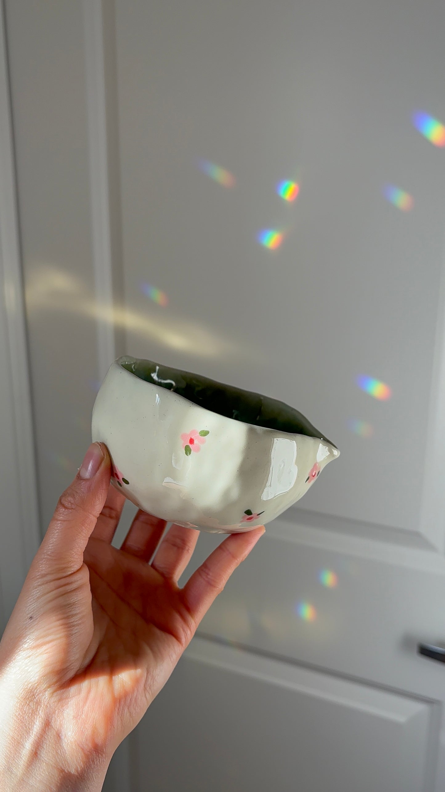 Emerald Green & Flowers Matcha Bowl