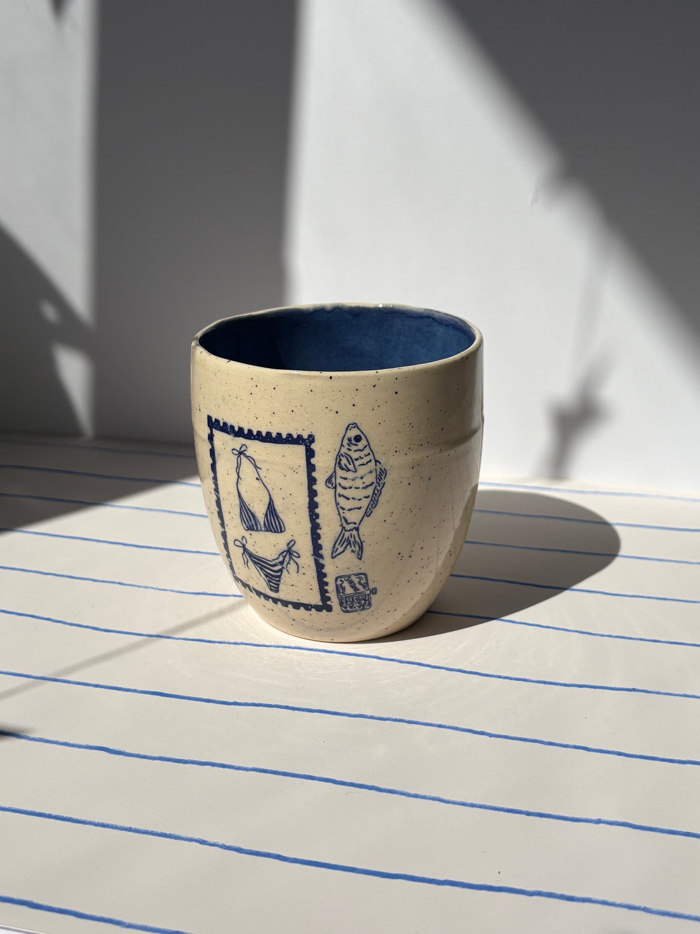 Mediterranean Summer Tumbler Cup Blue (Style 1)