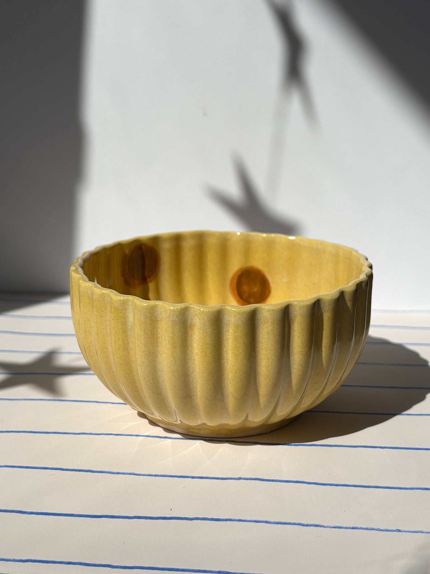 Yellow & Brown Polka Dot Breakfast Bowl