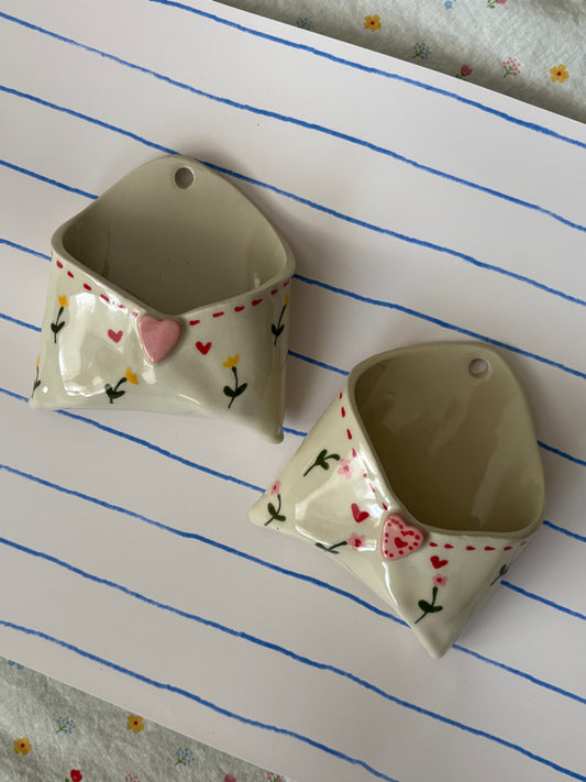 Floral & Stitch Ceramic Wall Envelope