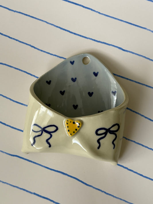 Blue Ribbons Ceramic Wall Envelope