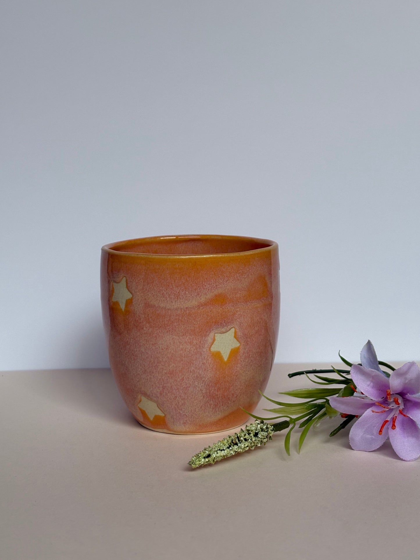 Fuzzy Peach Star Tumbler Cup