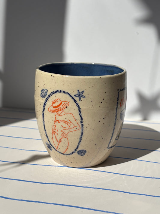 Mediterranean Summer Tumbler Cup Blue (Style 1)
