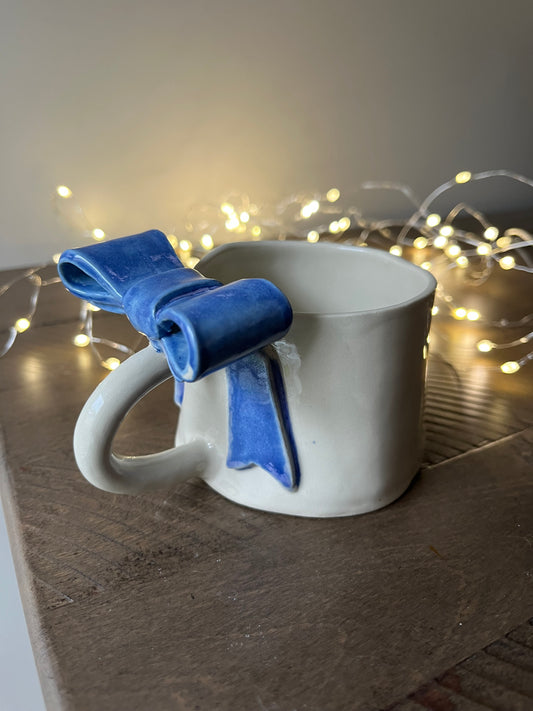 Lilac Blue Ceramic Bow Mug