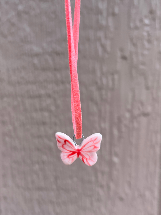 Pink dainty butterfly necklace