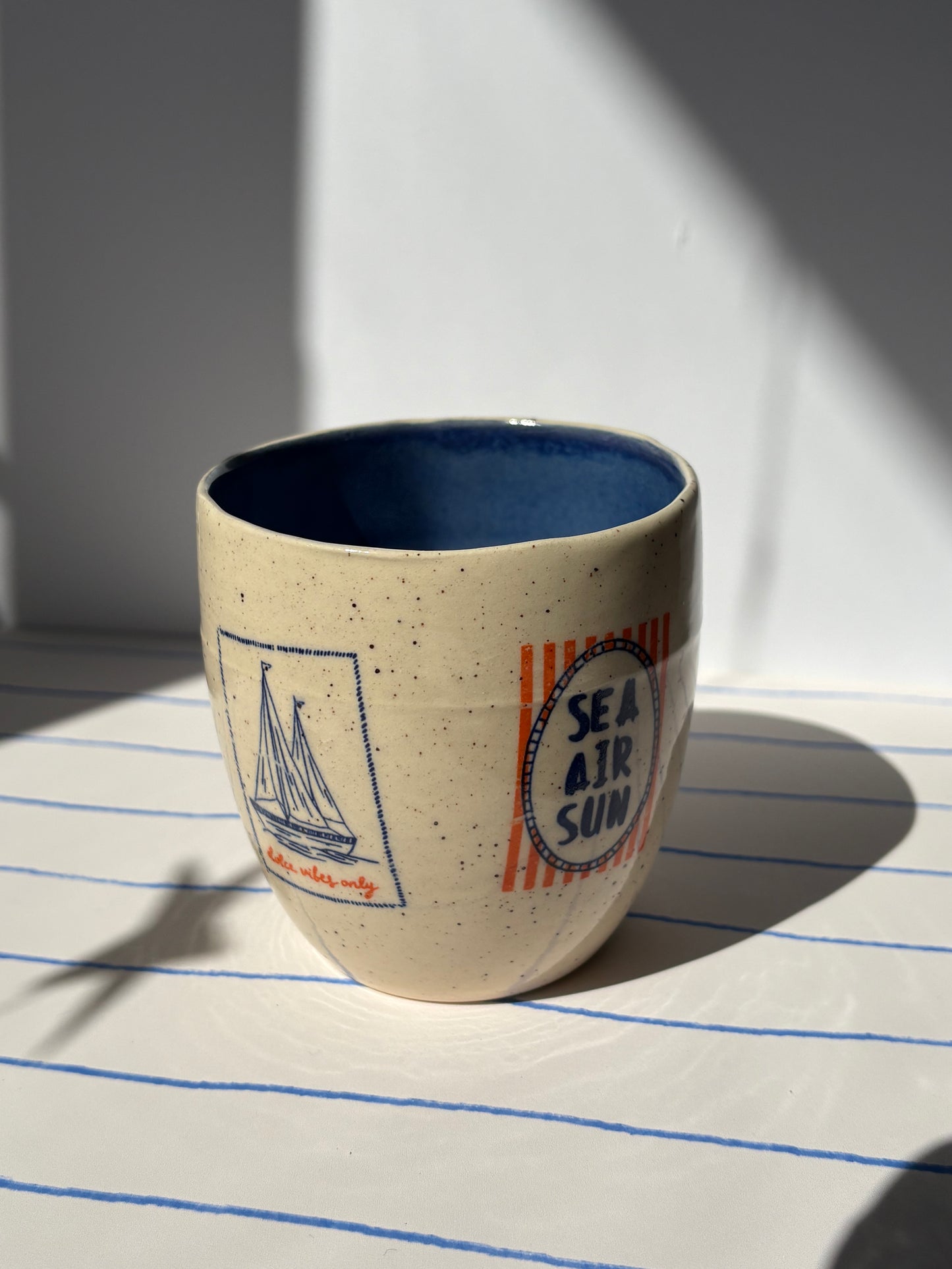 Mediterranean Summer Tumbler Cup Blue (Style 1)