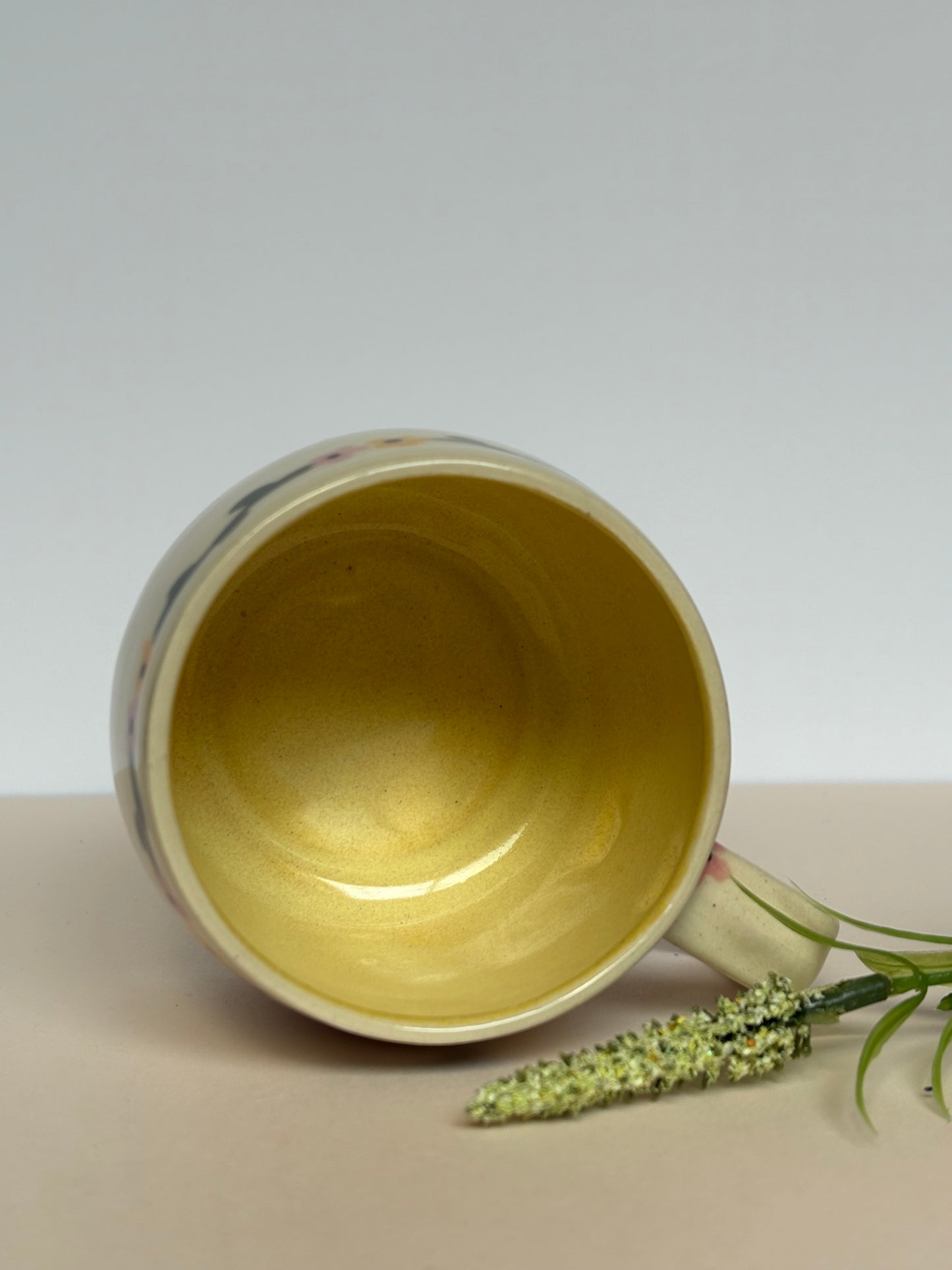 Floral Vine Espresso Cup Yellow