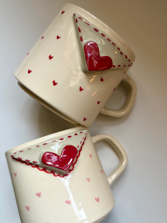 Envelope & hearts mug