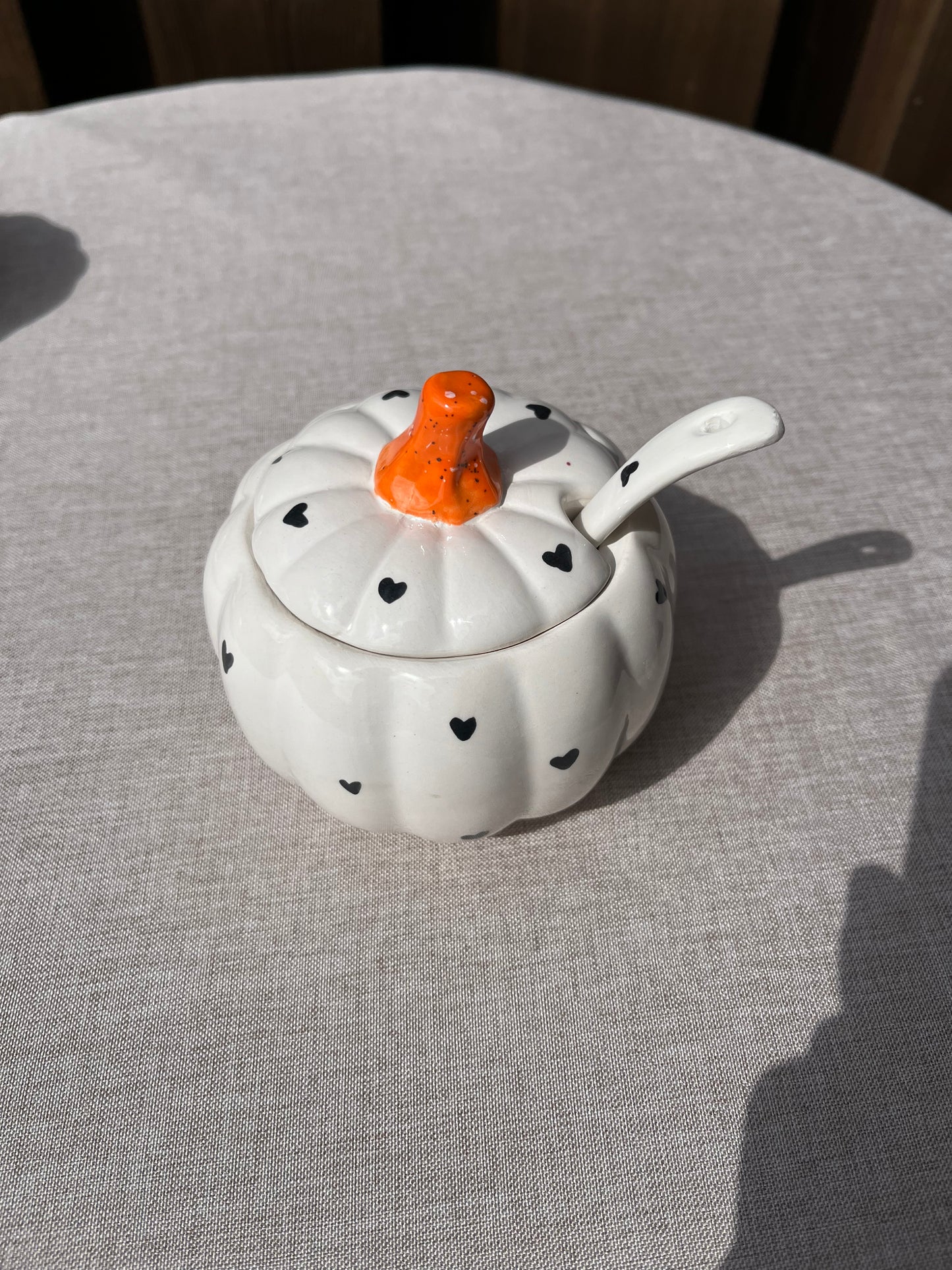 Pumpkin Sugar Jar With Spoon