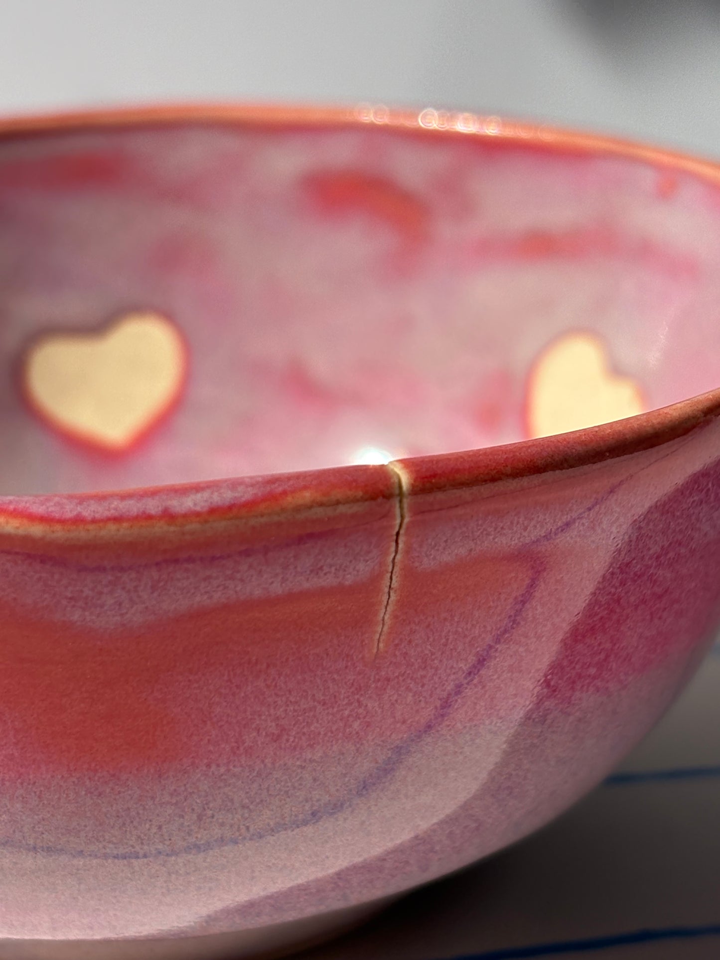 Magenta Ombre Hearts Bowl (seconds)