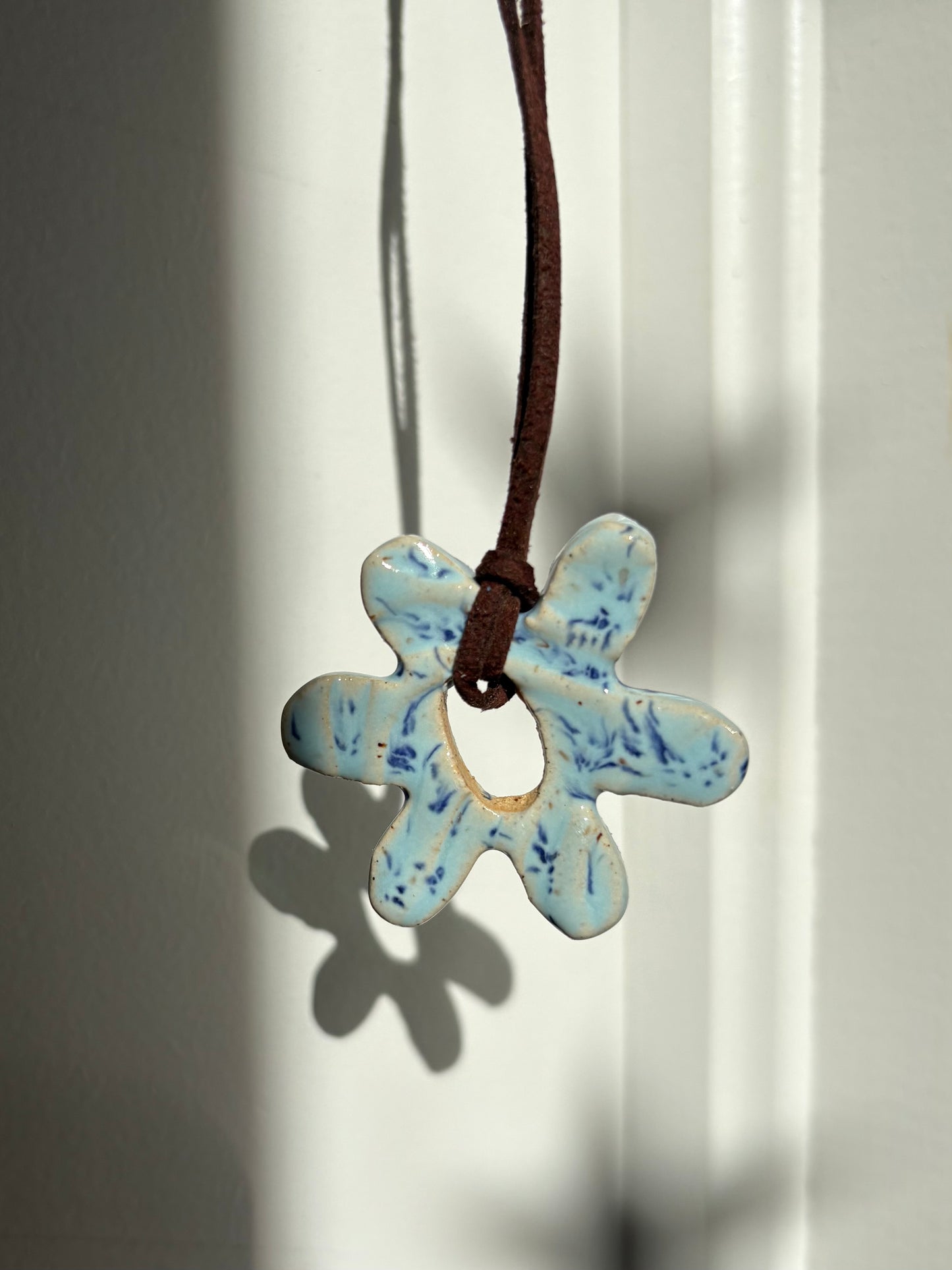 Speckled Blue Flower Necklace