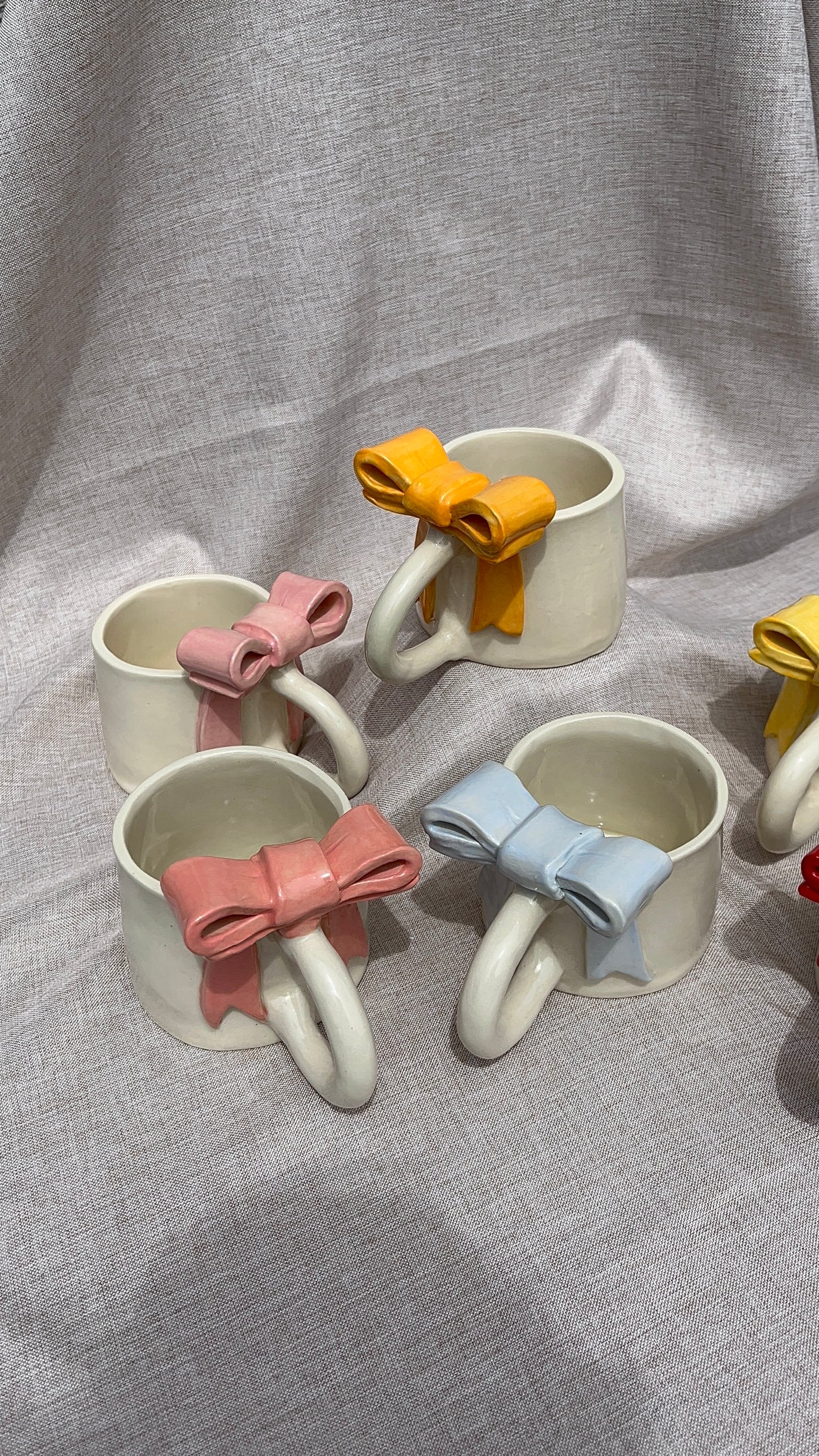 Peach Bow Ceramic Handmade Mug
