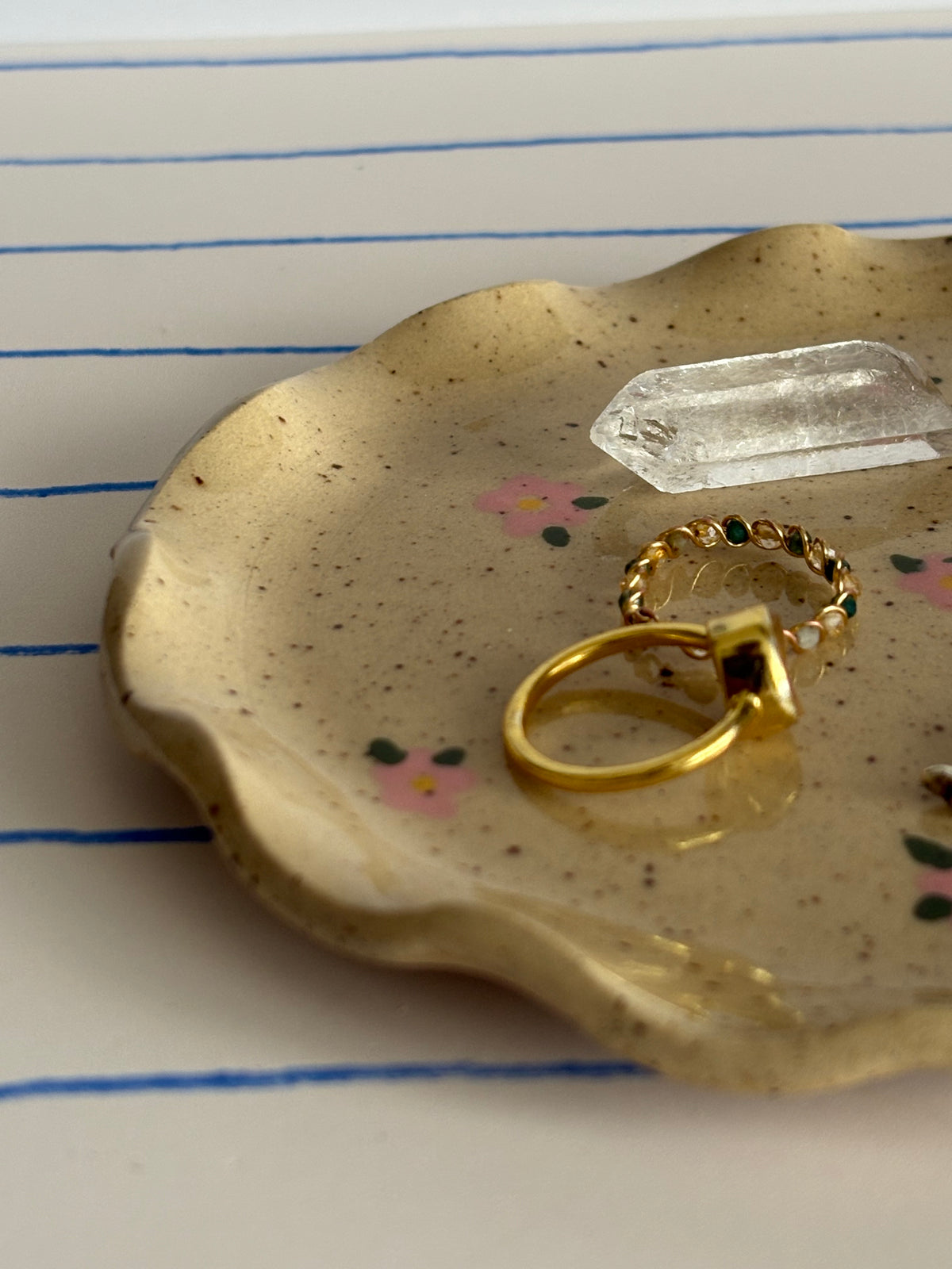 Pink Flowers Jewelry Dish