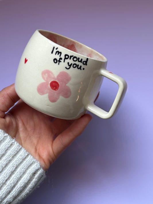 “I’m Proud Of You” Pink Flowers Espresso Cup