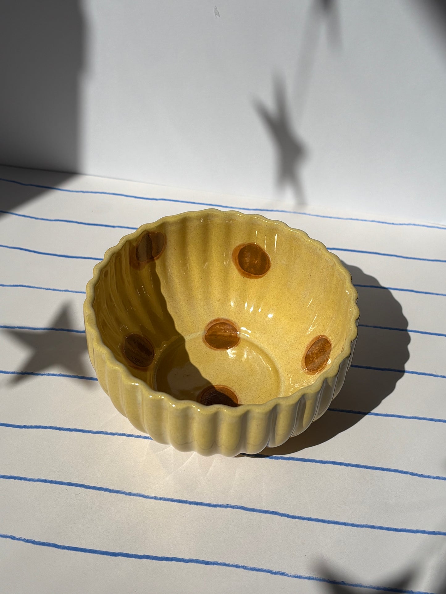 Yellow & Brown Polka Dot Breakfast Bowl
