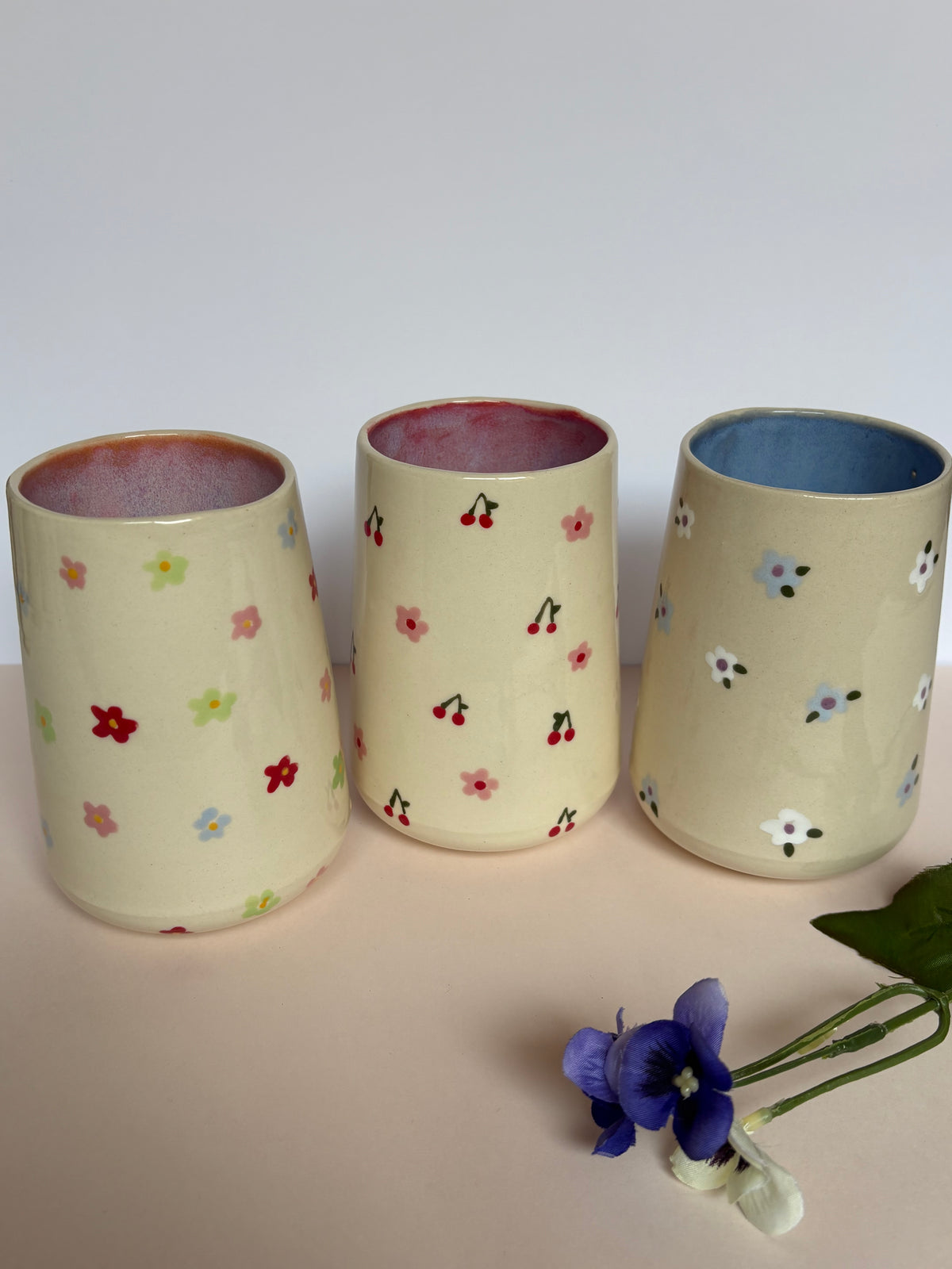 Dainty Cherries & Flowers Tumbler Cup