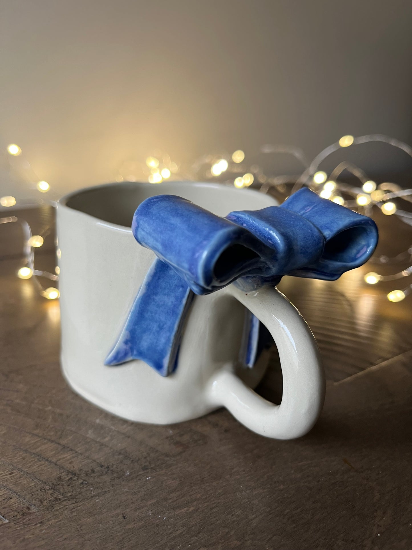 Lilac Blue Ceramic Bow Mug