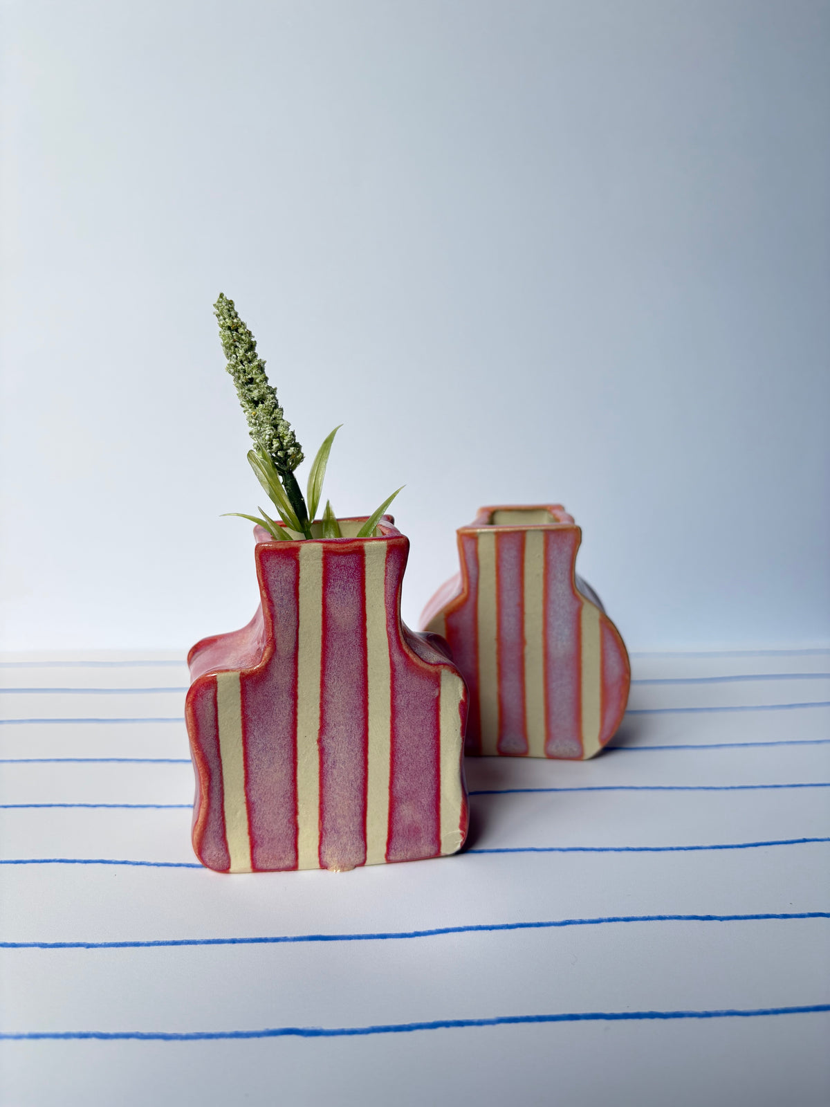 Sunrise Pink Stripes Bud Vase