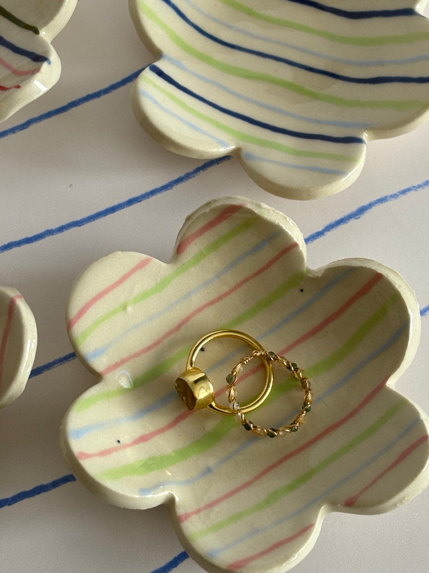 Flower Stripes Ring Jewelry Dish