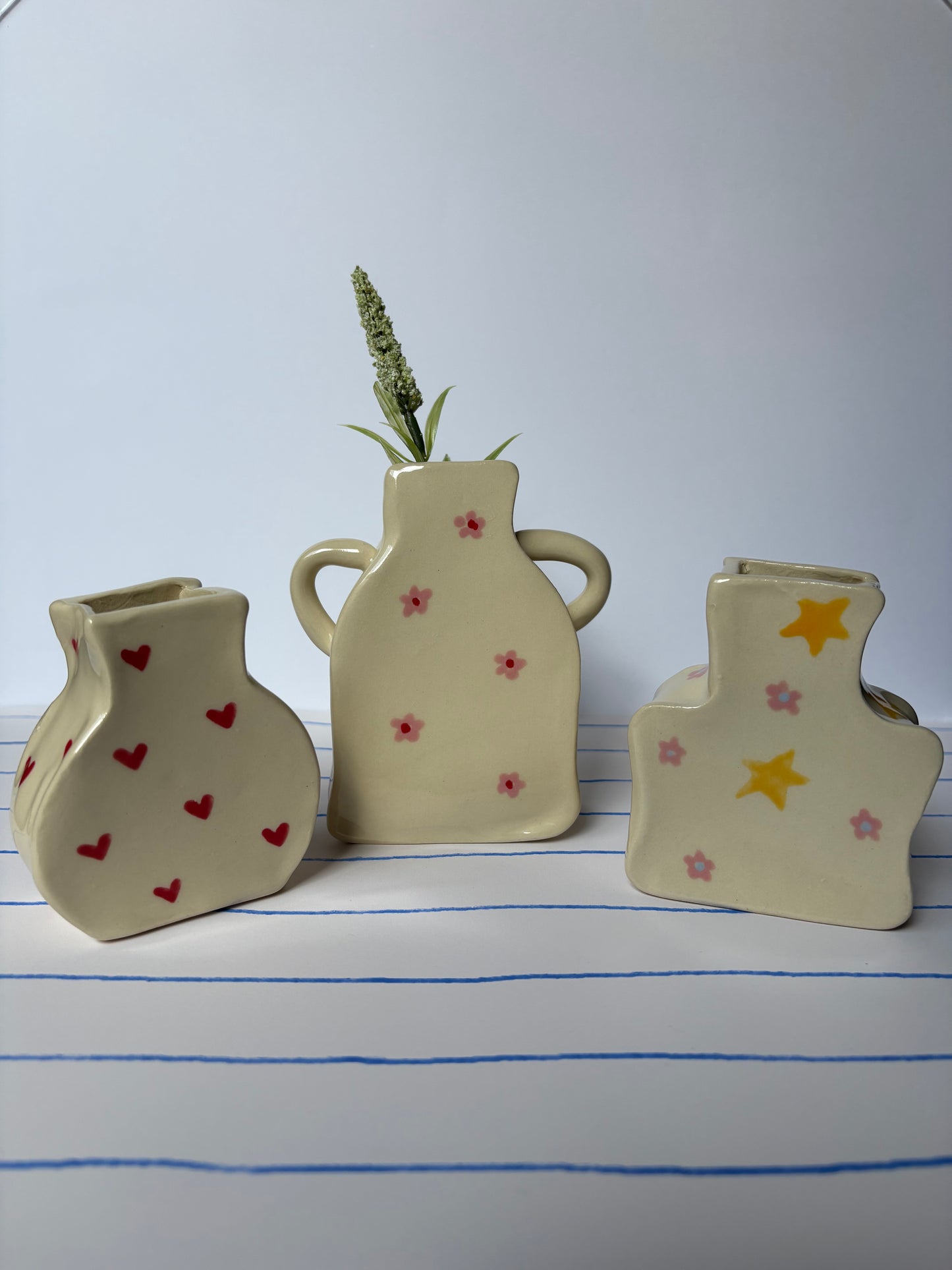 Stars & Pink Flowers Stripes Bud Vase