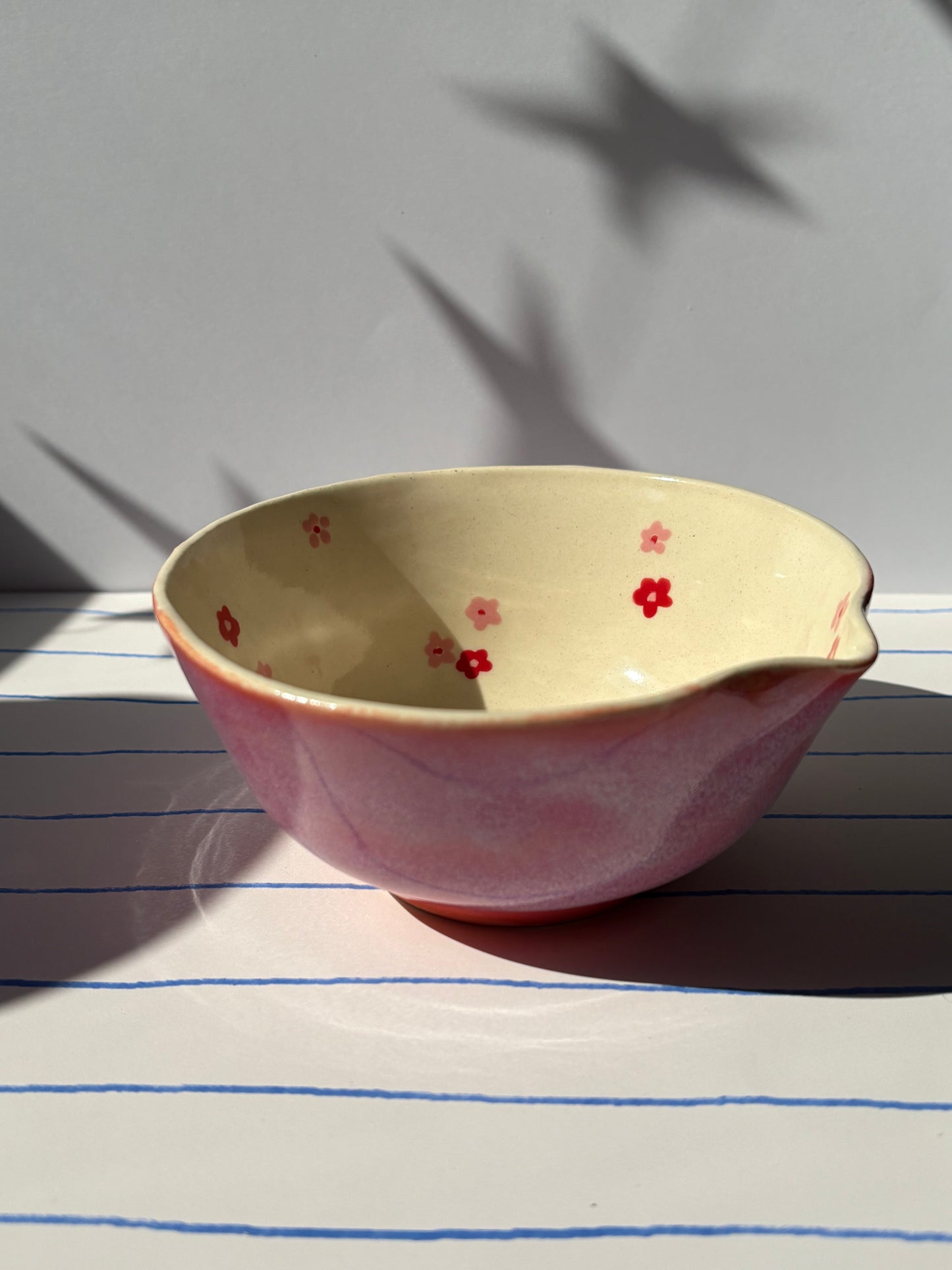 Dainty Pink & Red Flowers Matcha Bowl