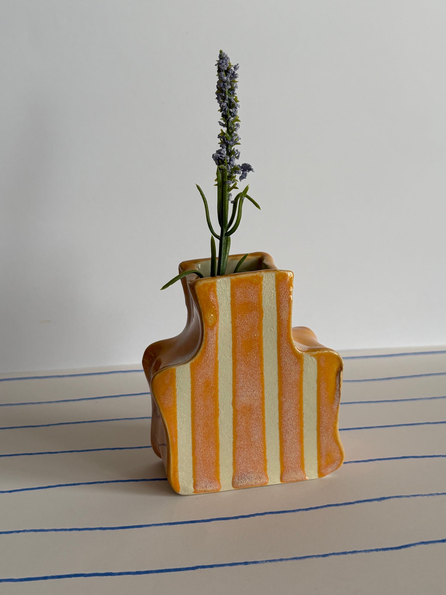 Fuzzy Peach Stripes Bud Vase