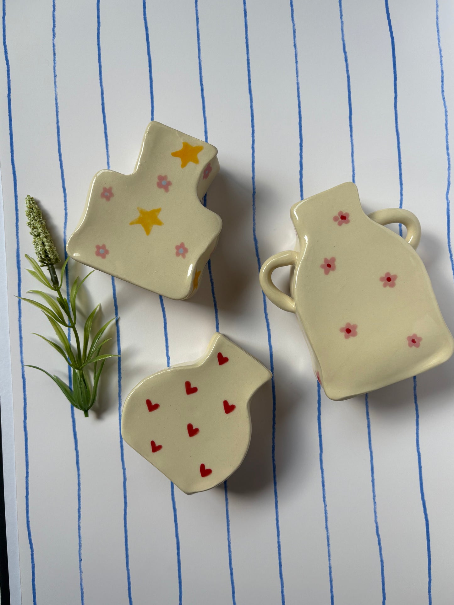 Stars & Pink Flowers Stripes Bud Vase