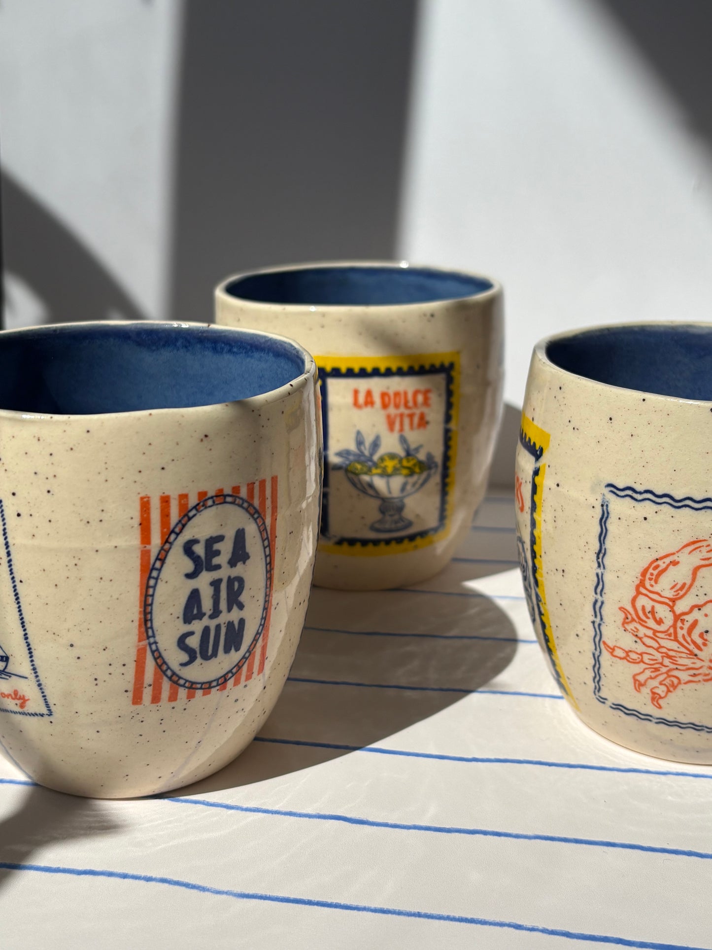 Mediterranean Summer Tumbler Cup Blue (Style 3)