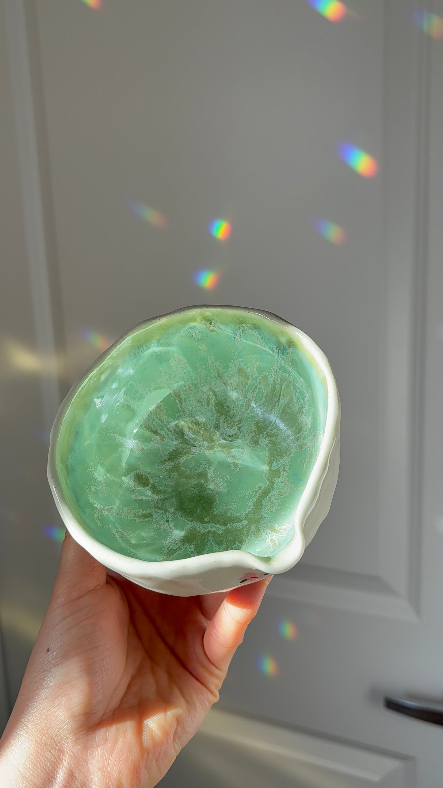 Emerald Green & Flowers Matcha Bowl
