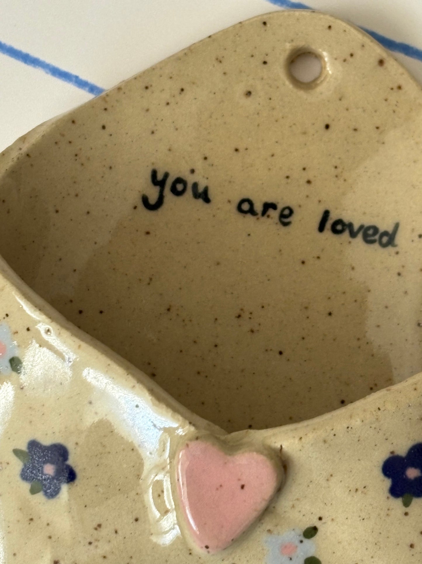 Blue Floral You Are Loved Ceramic Wall Envelope