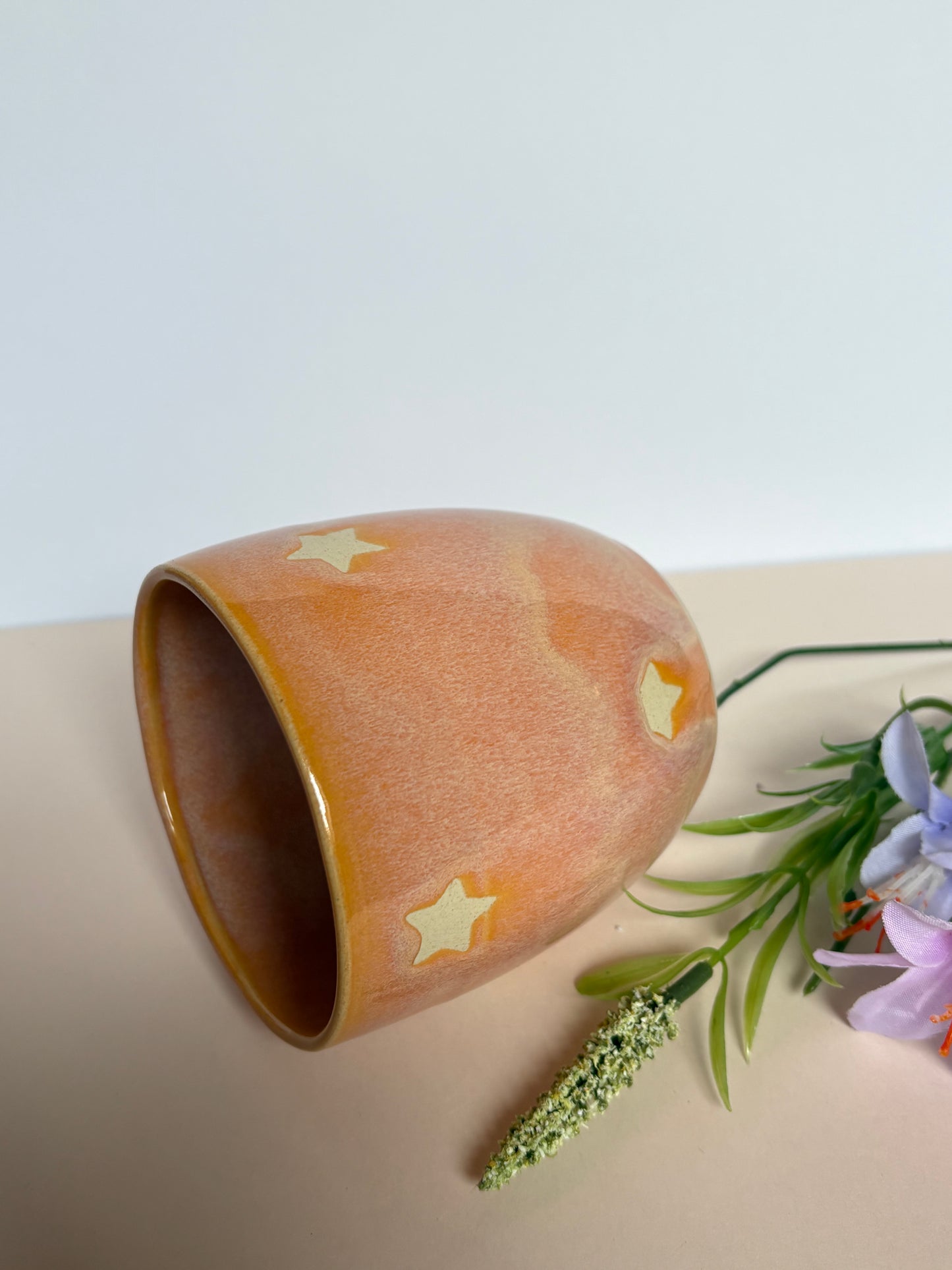 Fuzzy Peach Star Tumbler Cup